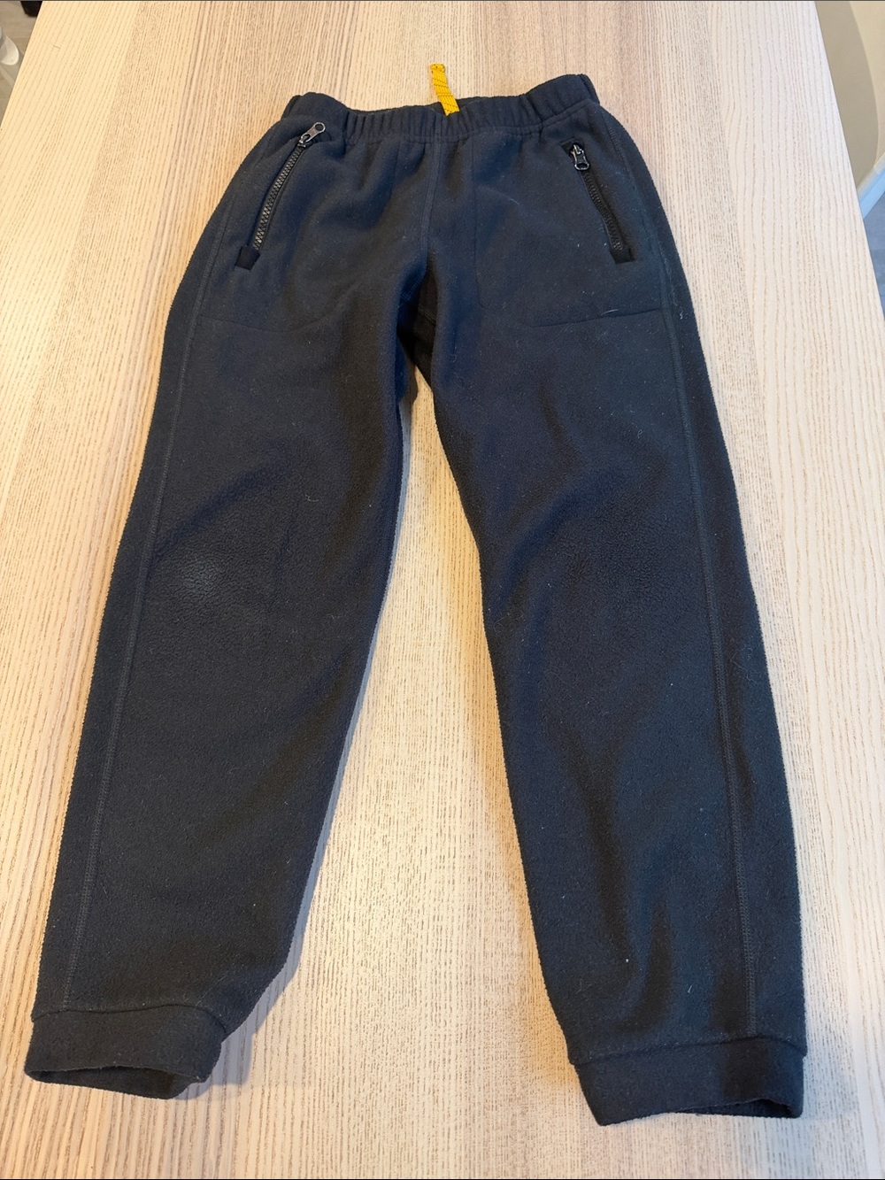 REI Black Kids Fleece Joggers with Yellow Drawcord